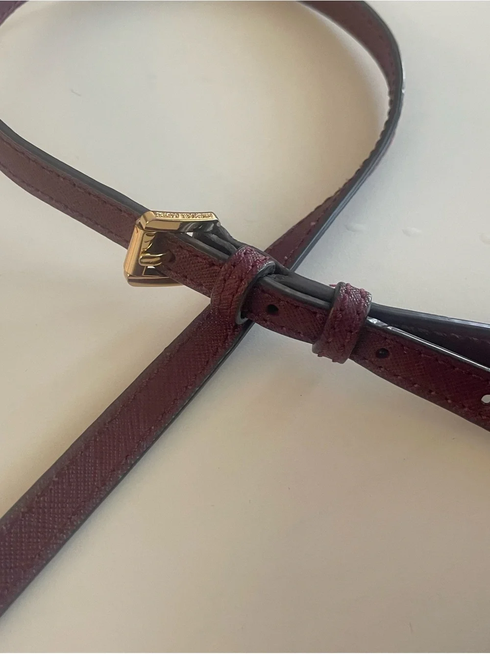 Michael Kors Oxblood Saffiano Leather Crossbody Purse Gold Chain Burgundy